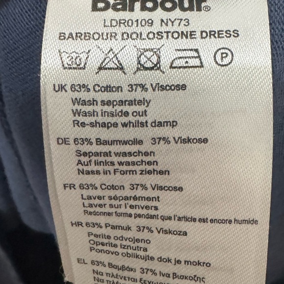 Barbour Dolostone Navy Blue Dress Size 10 - Picture 5 of 5